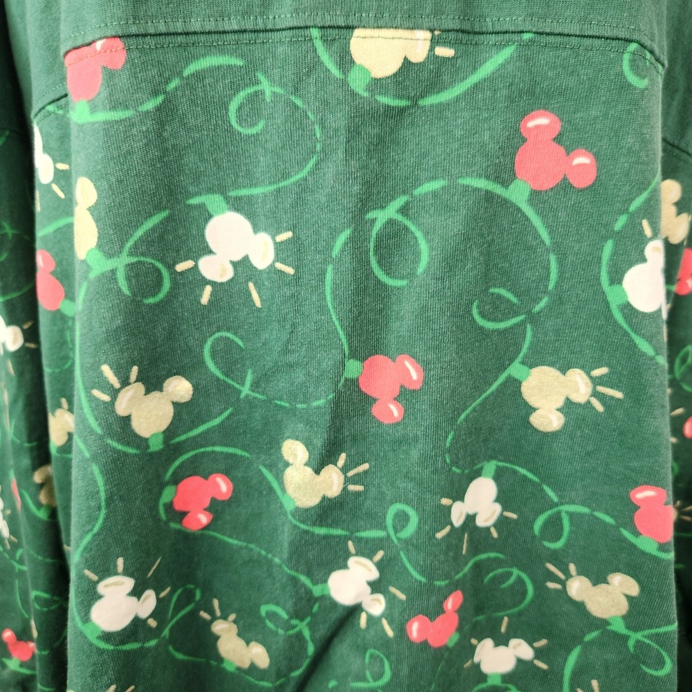 Disney Spirit Jersey 2024 Green Gold Holiday Mickey Lights Oversized Medium - Picture 3 of 9